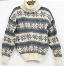 VTG 80s Hilda Ltd Wool Sweater sz M Iceland Thick Warm Winter Snowflake Blue