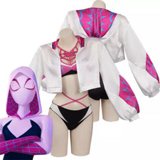 Gwen Stacy Bikini Swimsuit Coat Cosplay Across The Spider-Verse Set Suit Costume
