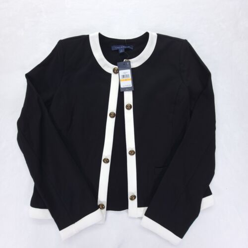 TOMMY HILFIGER Women’s Black Long Sleeve Open Cardigan Sweater Size Small
