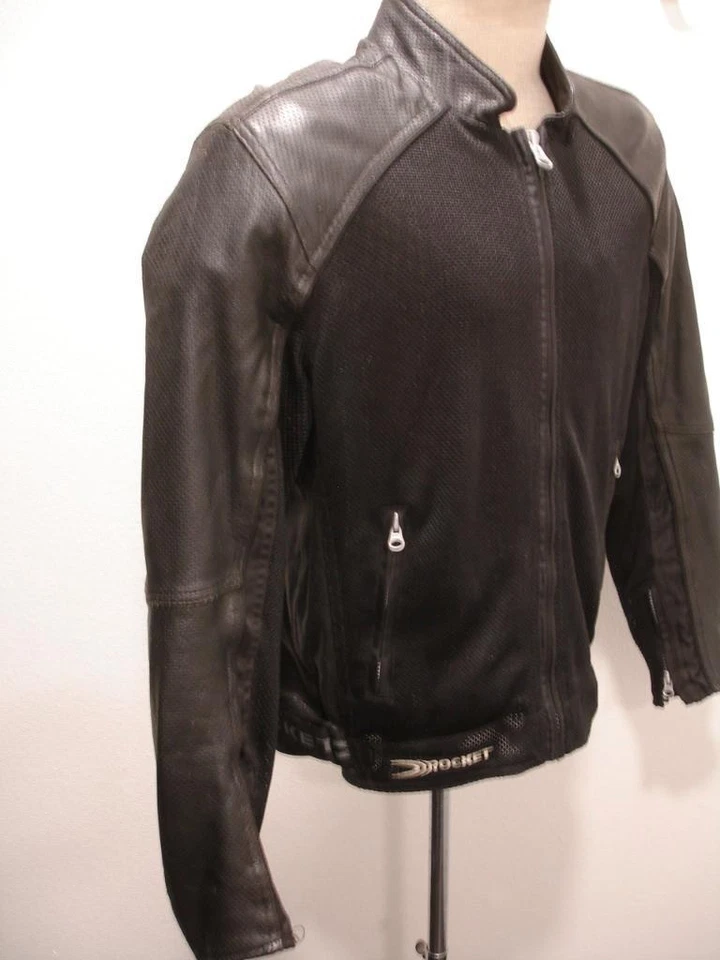 Men S Joe Rocket Ballistic Mesh Black Leather Velocity Motorcycle Touring Jacket - Image 2 of 4