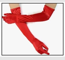 Long Satin Gloves Women Party , Prom , Bridal Homecoming Halloween Costume Red