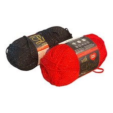 Red Heart Metallic Yarn Lot of 2 Metallic Red  Black 200 yds each new unused