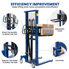 Manual Hydraulic Pallet Stacker 2200lbs 63