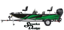 Retro Green Grey Curved Lines Black Vinyl Graphic Decal Kit Fish Boat Wrap USA