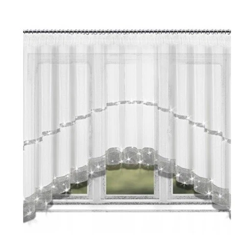 Fenstergardine Gardine 300/400/500x150 cm  Zirkonia Silber Band Fertiggardine - Bild 4 von 4