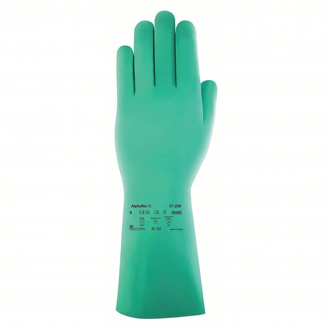 12 Pair Ansell 37-200 Light Green Nitrile Rubber Gloves Kitchen