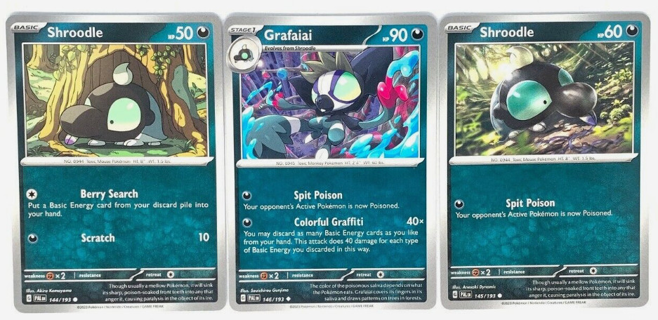 Pokemon -  Grafaiai  146/193 - Paldea Evolved - Evolution Set - 3 cards  - NM/M