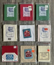 Lot 9 Cross Stitch Aida Hardanger 11 14 22 Count Red Green Ivory Tan White Pink