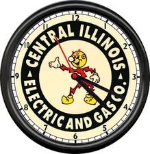 Reddy Kilowatt Central Illinois Electric And Gas Company Service Sign Wall Clock