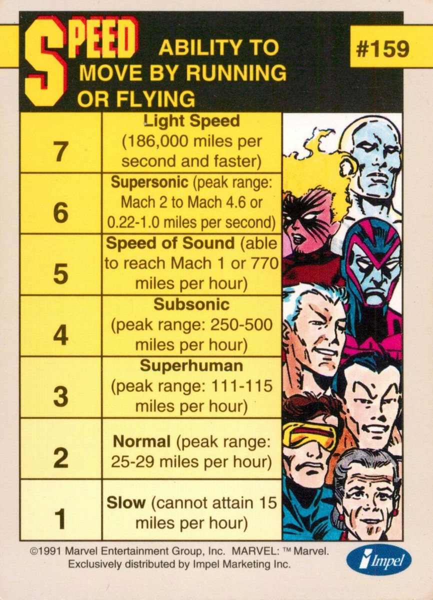 1991 MARVEL UNIVERSE Card STRENGTH & SPEED Power Ratings | eBay UK