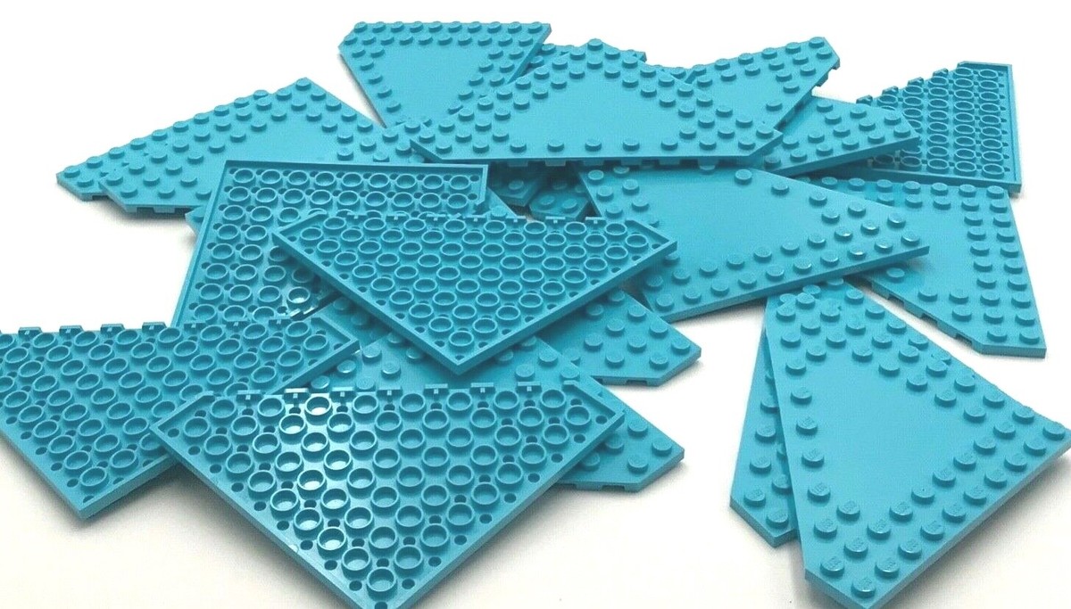Lego 20 New Medium Azure Wedge Plates 10 x 10 Cut Corner with no