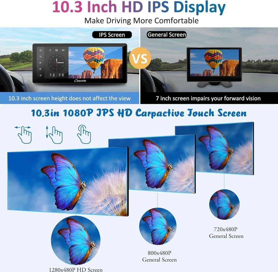 Carpuride W103Pro Wireless Dual Bluetooth Carplay Android Auto Car Stereo Screen - Image 4 of 4