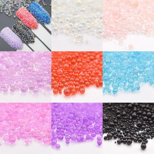 50G Mixed Glass Bubble Beads Art  Nail Tiny Decor DIY Resin Craft Accessories - Photo 1 sur 20
