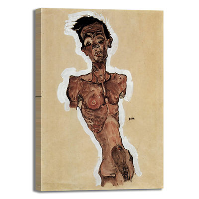 Schiele Selbstporträt Akt Design Bild Druck Leinwand Gemälde Rahmen Wohnkultur