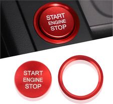 Audi-Compatible Aluminum Push Start Button Cover with Metal Ring Red