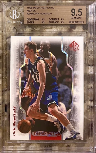 1998 (1^^) DIRK NOWITZKI ROOKIE RC HOF? NBA2K AUTHENTIC #2K9 BGS QUAD 9.5 GEM MT