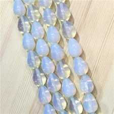 1 Strand/28Pcs 14x10mm White Opal Teardrop DIY Jewelry Loose Beads 15.5" EE2663