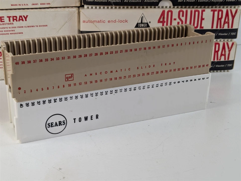 ANSCO & SEARS Lot of 16 GAF TDC Style 40 Capacity Auto End-Lock Slide Trays - Image 2 of 4