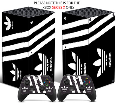 ADIDAS BLACK WHITE Xbox SERIES X SKIN DECAL VINYL