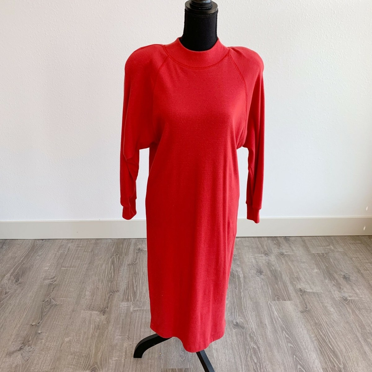red long sleeve mock neck dress Burgundy Mock Neck Long Sleeve Dress Medium