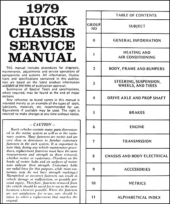Buick Shop 1979 manual Riviera LeSabre Electra Regal Century Skylark Skyhawk Foto 2 de 2