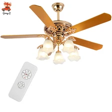 52" Chandelier Ceiling Fan Light with Remote Control 5-Blades Fan Home LED Lamp