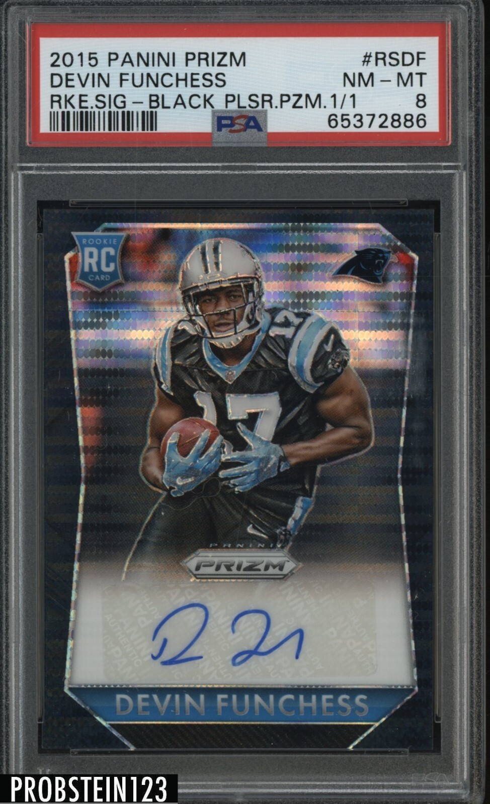 Devin Funchess Panini Prizm Rookie Signatures #RSDF Black Pulsar Prizm 1/1