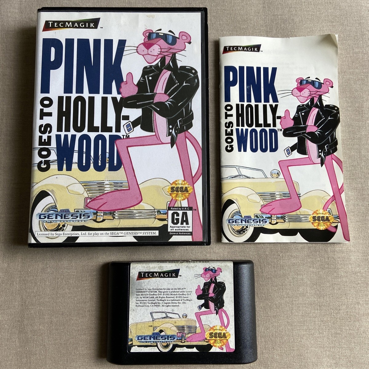 Pink Goes to Hollywood (Sega Genesis 1993) Panther CIB