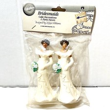 Vintage Wilton Cake Toppers Wedding NOS Bridesmaids White Dress Pack Of 2