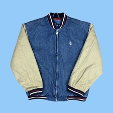 Vintage Womens Nautica Boatwear Denim Varsity Jacket Xl Embroidered  