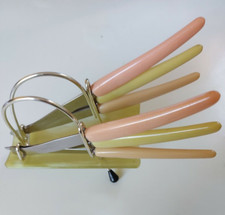 Bakelite Stainless Steel Knives + Stand (set of 6) Solingen  VINTAGE - RETRO