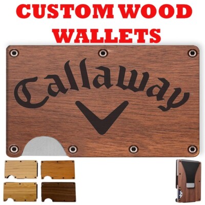 CALLAWAY GOLF - Slim Minimalist Wallet - Laser Engraved Wood Wallet