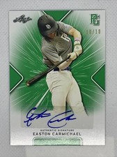 2021 LEAF PERFECT GAME GREEN EASTON CARMICHAEL PAPER RC AUTO # 10/10