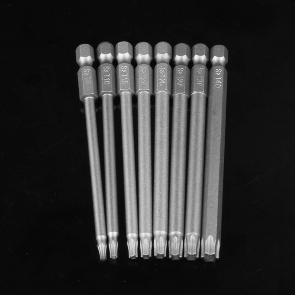 50mm-200mm Torx Star Hex Security Bit Set Tamper Proof Screwdriver Bit S2 T5-T40 - Image 4 of 4