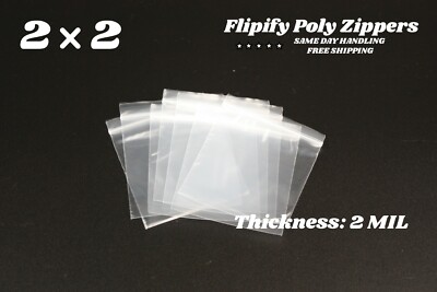 2''x2'' Clear 2 Mil Zip Bags Poly Plastic Reclosable Mini Small Baggies Jewelry