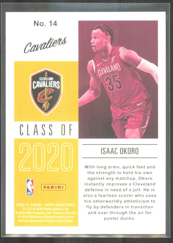 2020-21 Panini NBA Hoops Class of 2020 Isaac Okoro Rookie #14 - Image 2 of 2