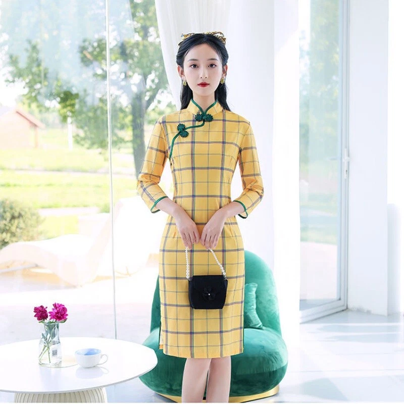 Plaid cheongsam deals