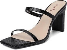 Women's Chunky Heeled Mule Sandals Block Heel Square Toe Heeled Sandal