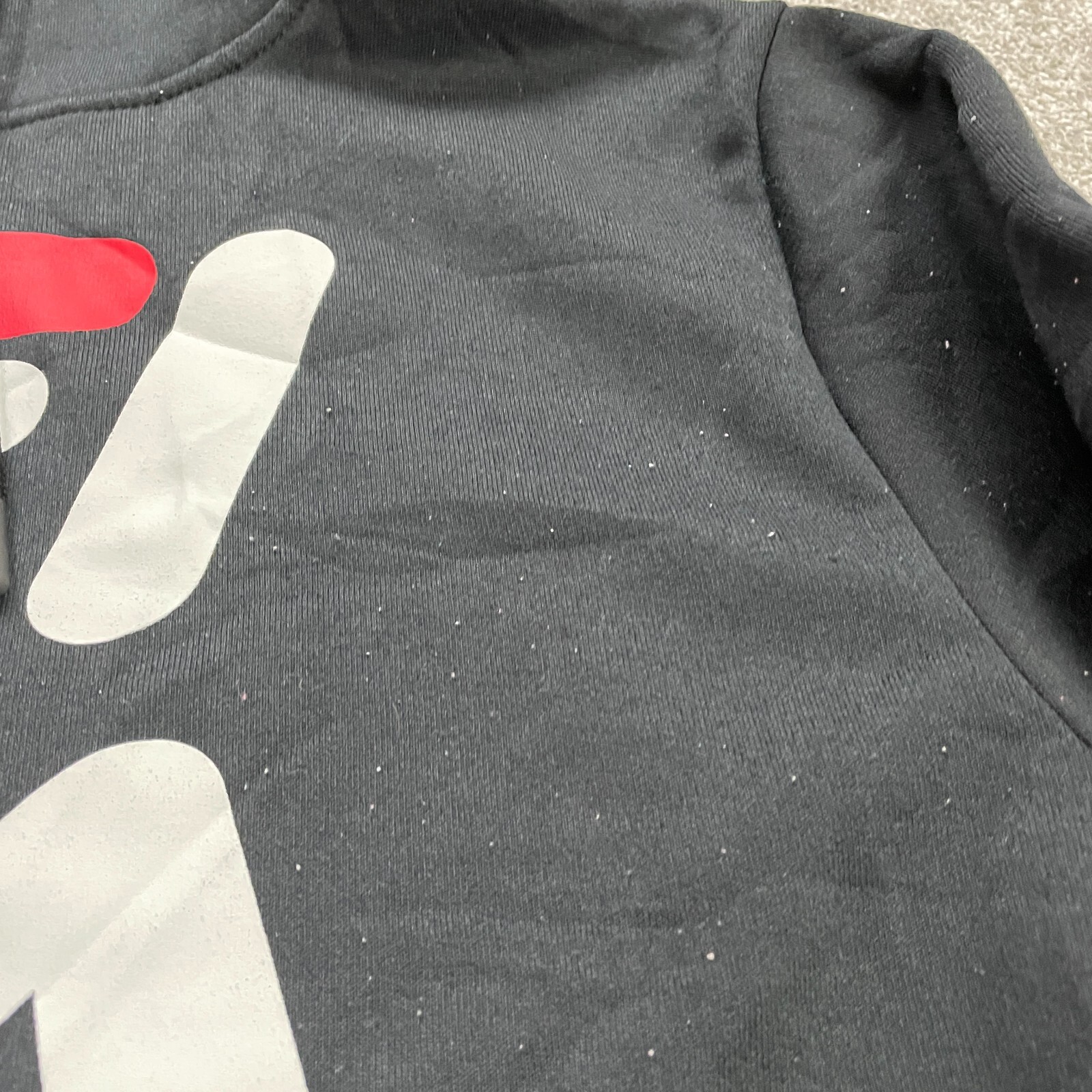 Fila Felpa con Cappuccio Pullover Felpa Uomo Medium Nero Grigio Grafica Pile Casual