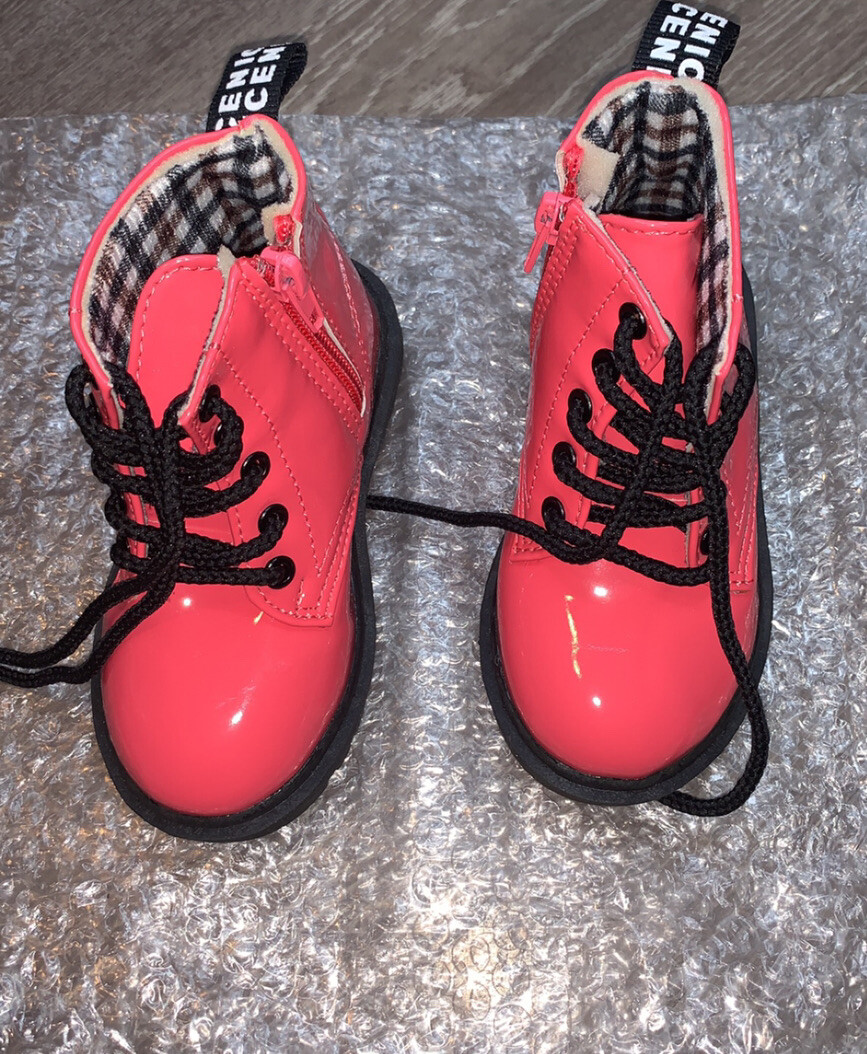 Kids Combat Boots Toddler Boy Girls 9 (EU 26) /Pink Lace Up/Zip-image