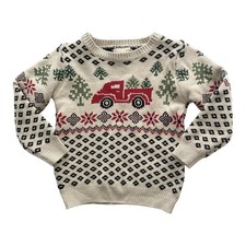 Stitch  Stone Boys Christmas Truck Knitted Sweater Size 4T Holiday Winter Cozy