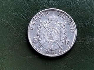 France monnaie 5 francs type Napoléon III en Argent 1868 BB