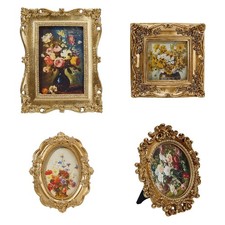 4Pcs 4 Styles Small Vintage Picture Frame Resin Photo Frame Gold Baroque Wall...
