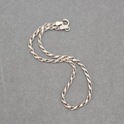 Vintage Sterlingsilber verdrehtes Seil Kette Armband 7,75'' 2,5 mm italienisch 925