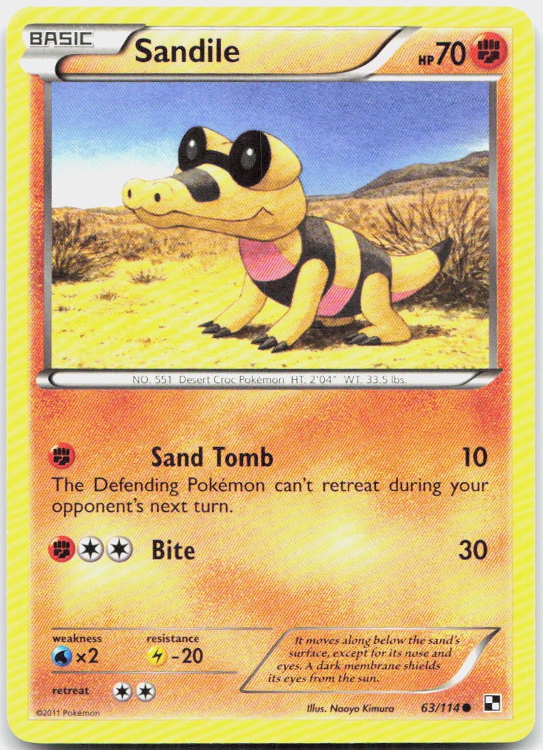Sandile 63/114 Common Black & White Pokemon LP