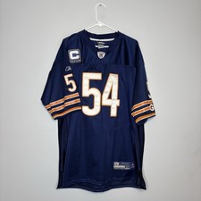 Brian Urlacher Chicago Bears Reebok Authentic Sewn Jersey Captain Patch Size 54