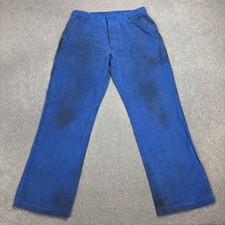 VINTAGE French Trousers Adult 31x30 Blue Workwear Chore Distressed Utility Men