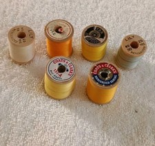 Lot Of 6 Vintage Wooden Spools Of Thread Assorted Coats Clark Lily Star ...