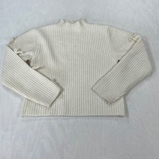 Zara Girls Cream Rib Knit Sweater Mock Neck Bow Sleeve Size 13-14 164