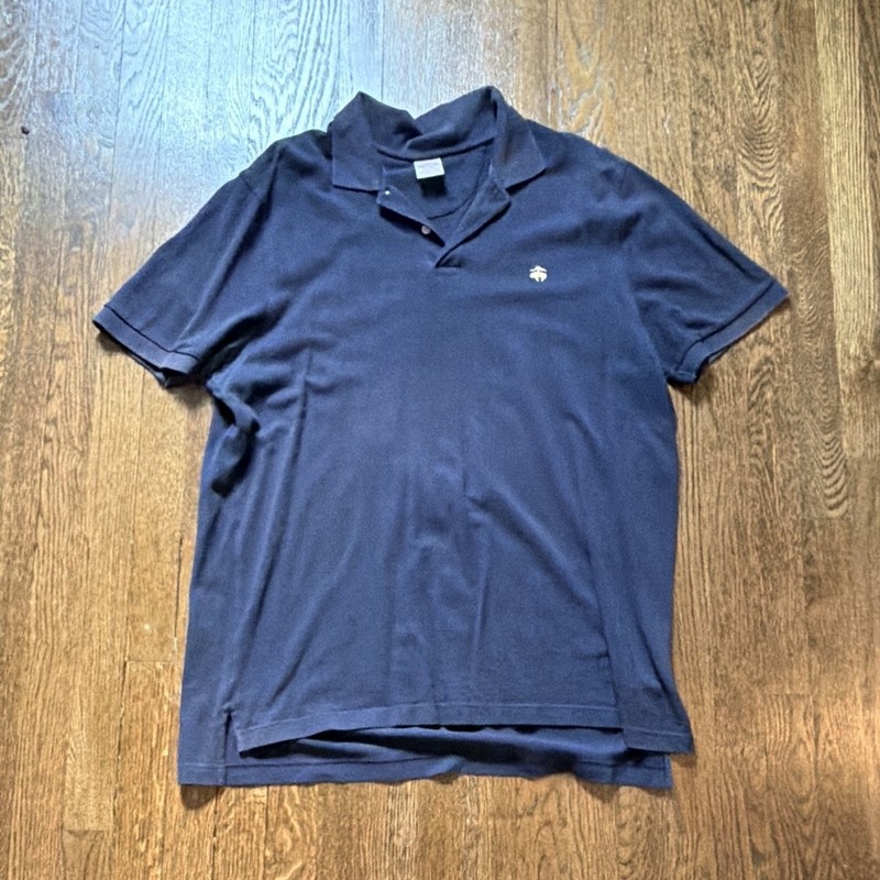 Brooks Brothers Men's XL Navy Solid Short Sleeve Collared Polo Shirt Logo